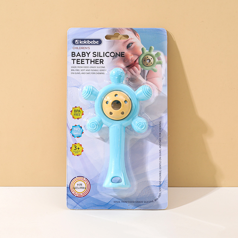 Mordedor para bebé transfronterizo dibujos animados lindo sonajero rueda de la fortuna mordedor recién nacido juguete de palo molar para bebé