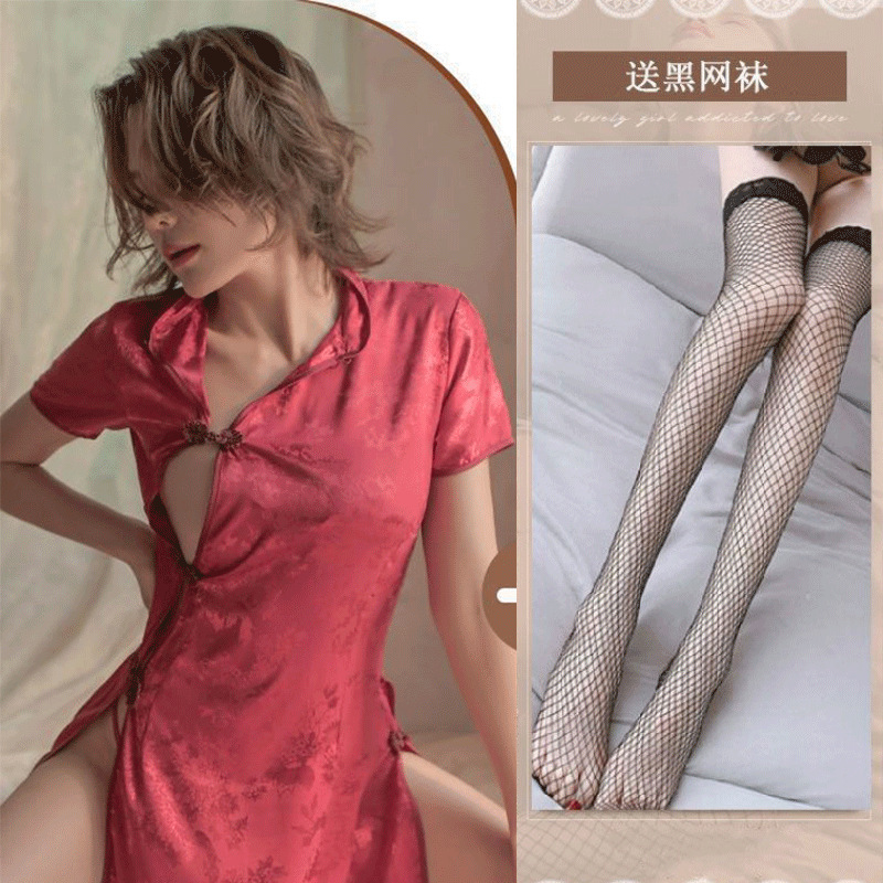 わらガールスタンドカラー改良されたチャイナドレスセクシーなランジェリーレトロジャカードプレートバックルスリット女性古代スタイルネグリジェ 1037