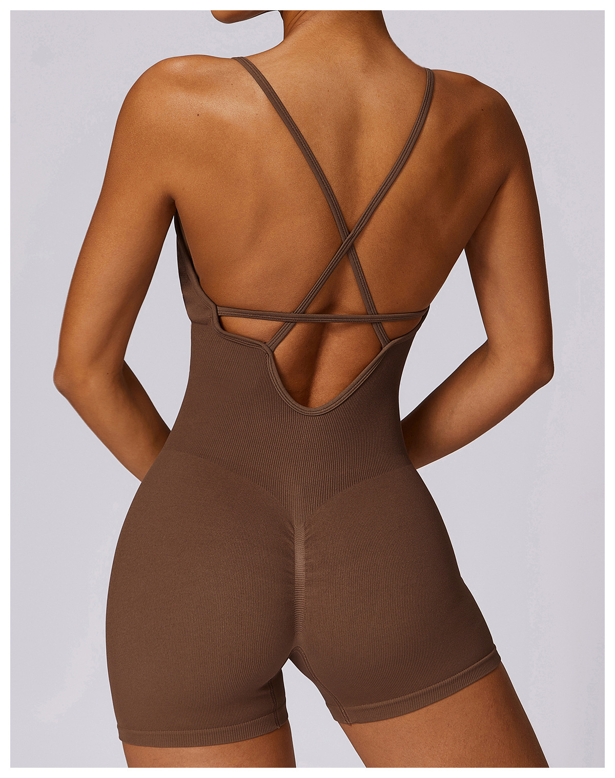 Fitness Seamless Beauty Back Yoga Jumpsuit High Elastic Belly Contracting Close Fitting Sports One Piece Women