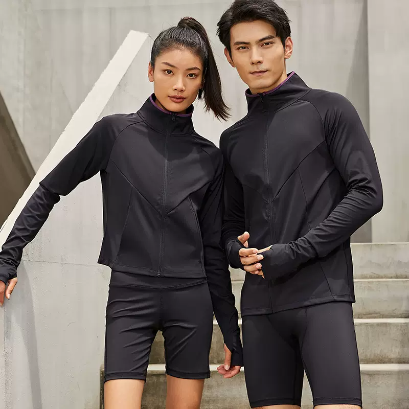 户外运动外套男女经编针织抗皱健身训练立领跑步上衣吸湿排汗速干