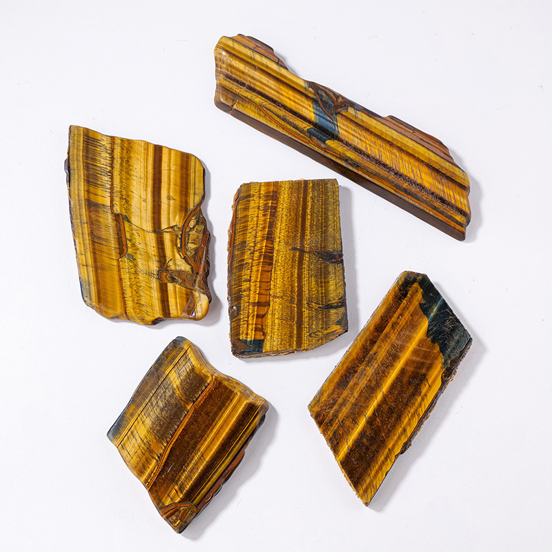 Piedra de ojo de tigre de cristal natural piedra cruda rebanada mineral espécimen pulido no-materia tarjeta hecha a mano rebanada decoración placa decorativa