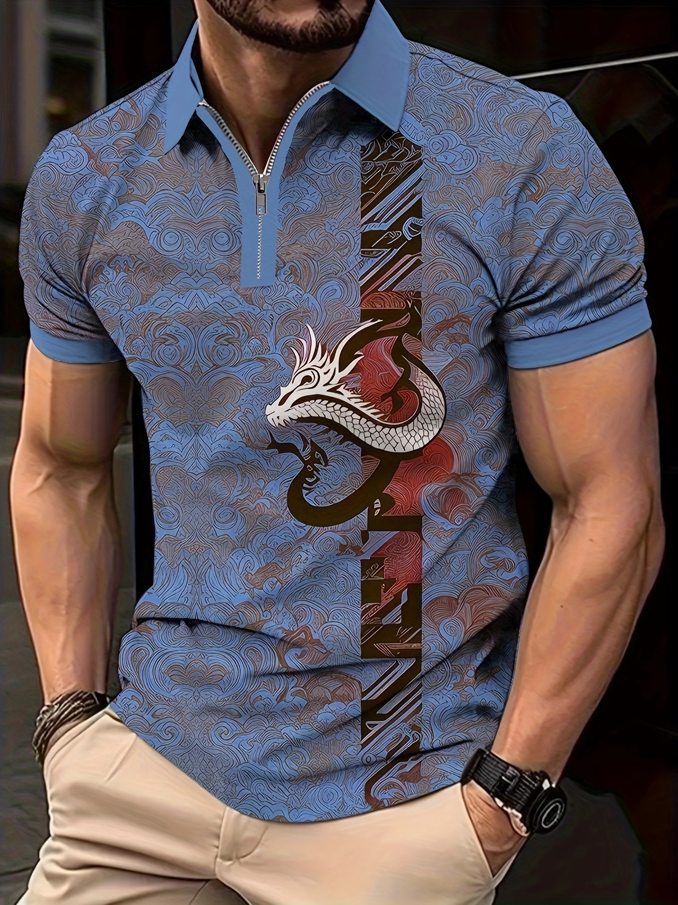 Ropa de hombre verano nueva tendencia tendencia suelta tendencia de moda alta calidad manga corta cremallera POLO camisa MB13
