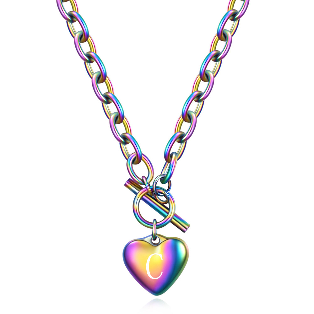 35g Weight Pendant Necklace Classification 1 Piece Quantity Daily, Street Occasion Titanium Steel Material Letter, Heart Shape Pattern Unisex Gender Toggle Design Simple Style Style Simple Style Letter Heart Shape Titanium Steel Toggle Pendant Necklace 9