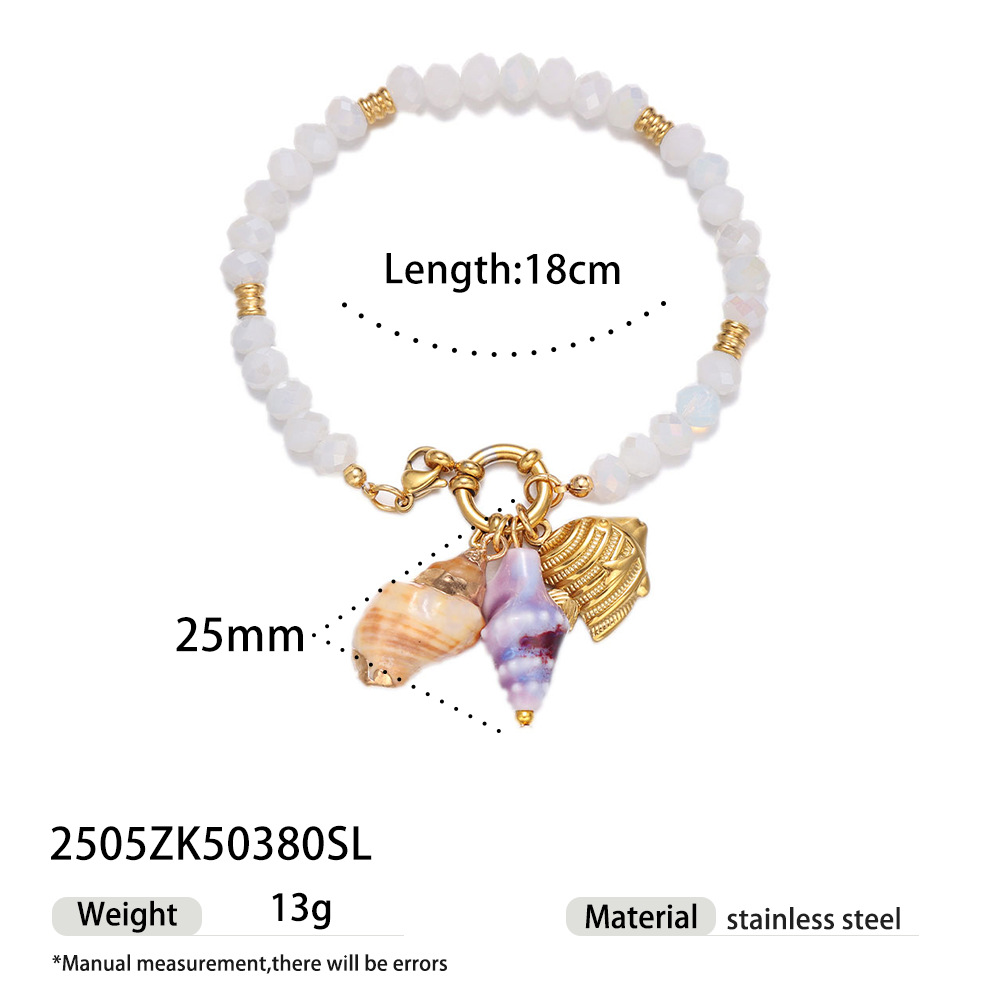 Tena Europa y América Accesorios de acero de titanio Pulsera Ligero Lujo Alta Sensación Natural Piedra Natural Pulsera de concha Joyas transfronterizas con cuentas