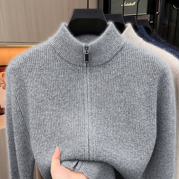 2026 Autumn New Men's Cashmere + Heavyweight Thickened Australian Merino Wool Full-Zip Cardigan 2026 Autumn New Men's Cashmere + Heavyweight Thickened Australian Merino Wool Full-Zip Cardigan