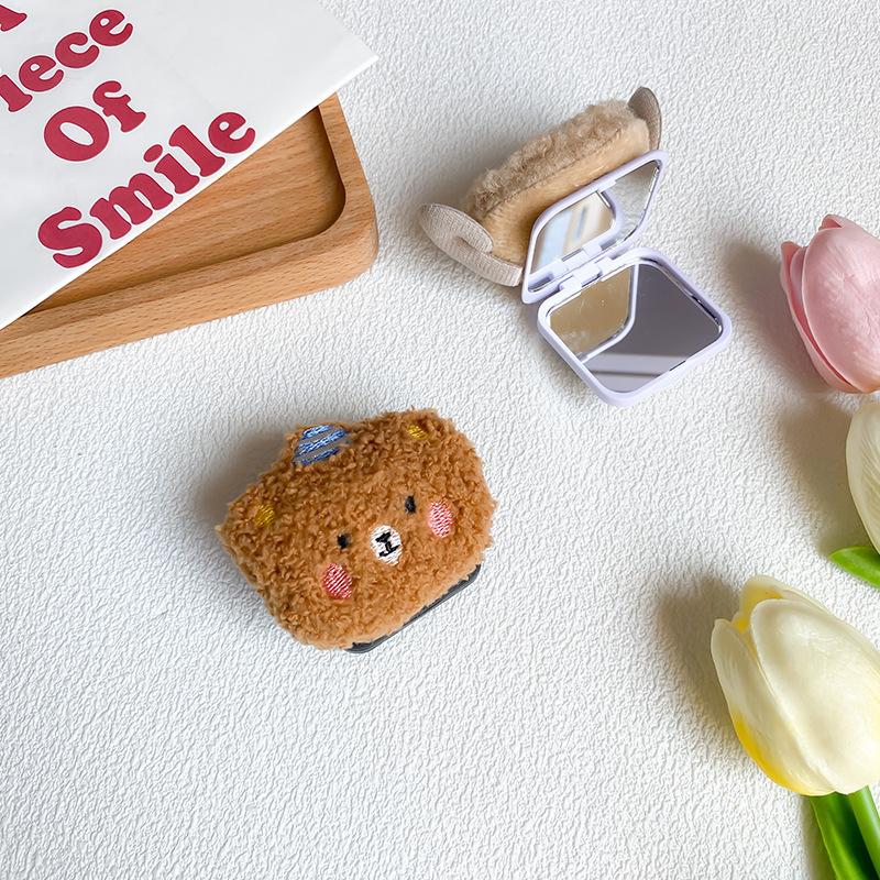 Untitled-1_0003_Flip Cover Mirror Holder-Plush Ice Cream Bear-Brown