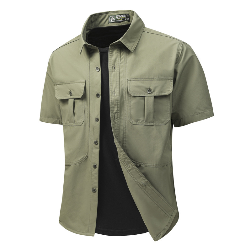 Activities European and American Cross-border Short-sleeved Shirt Military Style Outdoor Shirt TEMU Amazon Breathable Multi-pocket Shirt