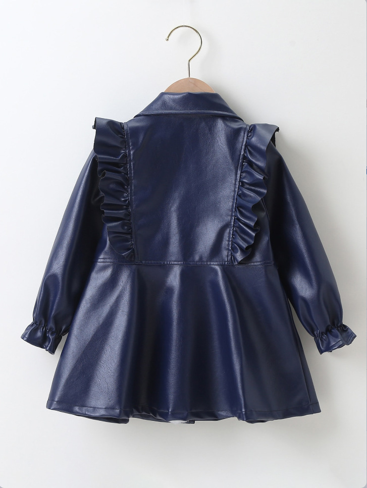 Mädchen Kunstleder Kleid Mit Rüschensaum Im Punk Stil Für Schule_voghion.com