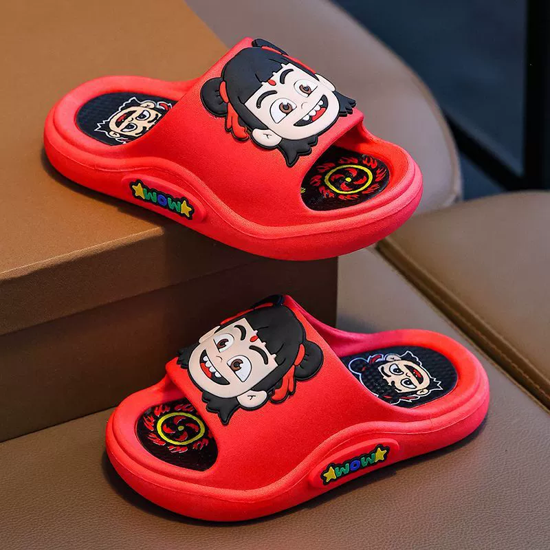 Детские тапочки Nezha, новинка лета 2025, нескользящие домашние домашние тапочки для мальчиков и девочек с героями мультфильмов, супер мягкие
