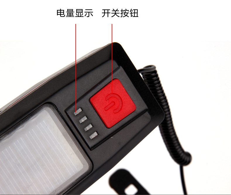 厂家新款太阳能自行车灯USB充电喇叭灯夜骑照明山地自行车前灯详情9