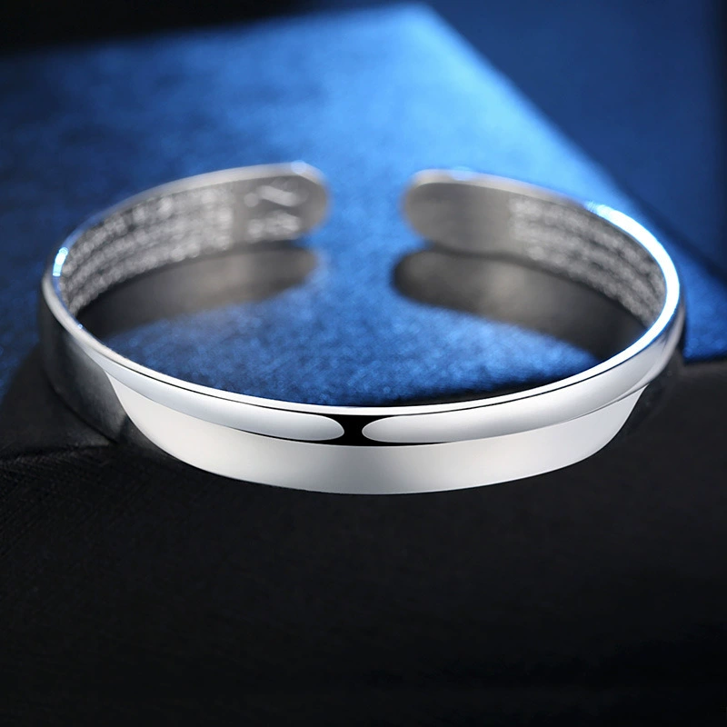 Retro silver glossy silver bracelet, fashionable jewelry, accessory, Japanese and Korean