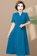 真丝香云纱太太旗袍连衣裙2025新款中年妈妈桑蚕丝夏装裙子跨境