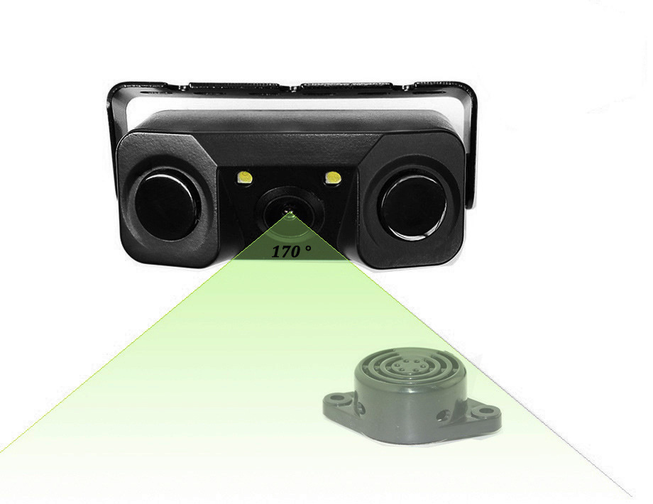 Integrated Reversing Camera System with Smart Reversing Radar, No-Drill Installation, Three-In-One Camera, Radar Image, Alarm, and Sound