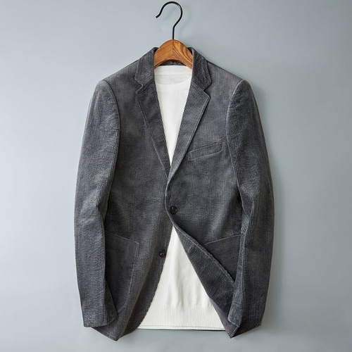 Men's Spring and Autumn New Striped Retro Business Slim Fit Stylish Casual Suit Jacket