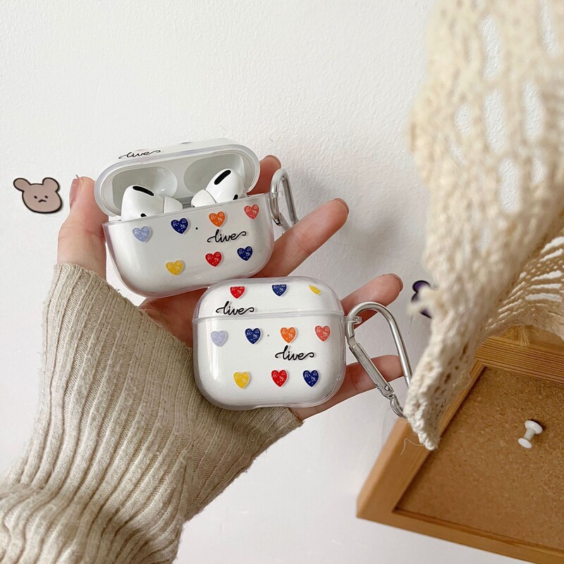 For AirPods 4 Generation Airpods Transparent Protective Case Color Love Apple Headset Protective Case