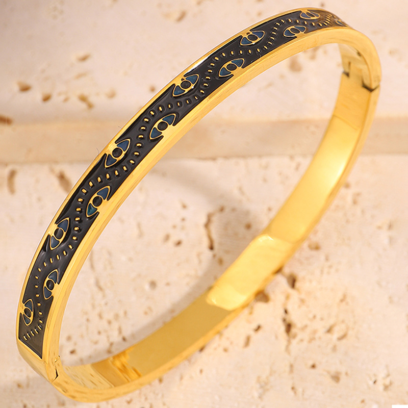 Nuevo retro goteo de aceite brazalete de acero de titanio joyas personalidad brazalete de ojos de joyas de acero inoxidable al por mayor image 3
