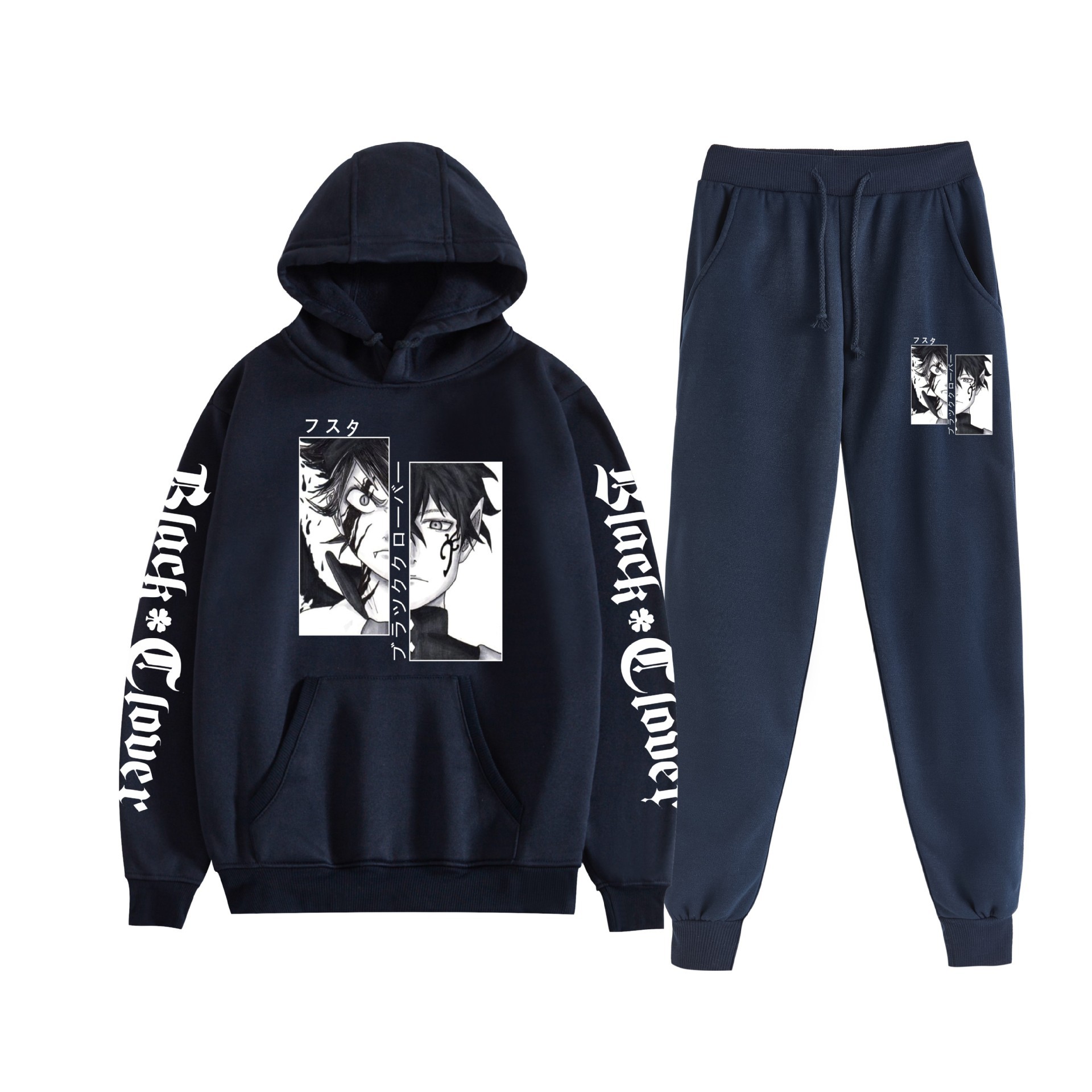 Comercio exterior nuevo estilo riman black trébol de cuatro hojas-Black Clover suéter con capucha corsés traje de dos piezas