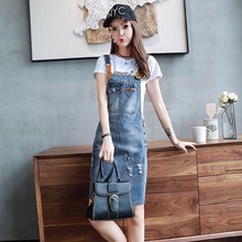 2025夏装新款女装小清新时髦套装裙子两件套学生背带牛仔连衣裙潮