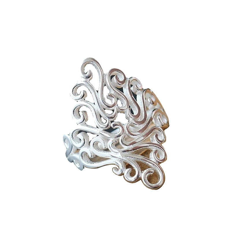 Кольцо (Winnie Chengxintong) AJZ251, ажурное серебристое, размеры 5–9