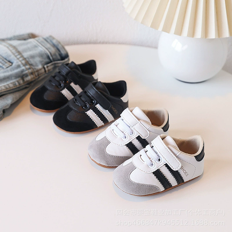 2025 детские туфли осенне-зимний стиль для мальчиков и девочек 1 года, мягкая подошва, универсальные туфли для малышей 0-12 месяцев