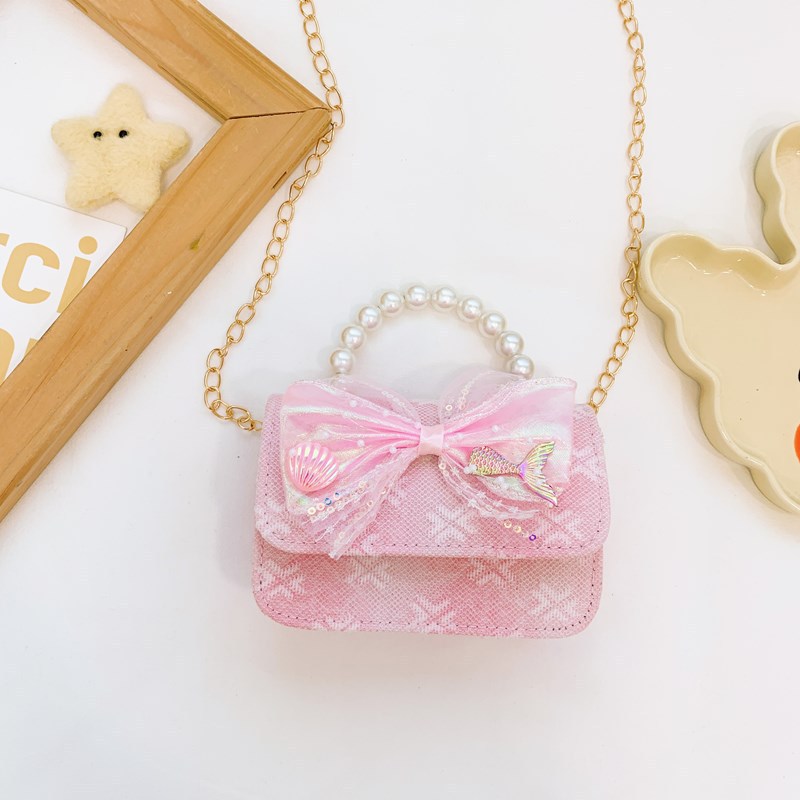 2025 nuevo bolso infantil bolso de perla princesa rosa bolso de hombro para niñas bolso de cambio