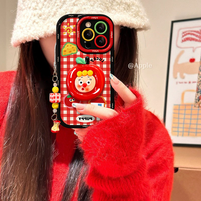 格子小狗支架手链适用苹果17promax手机壳16可爱卡通iphone15女生|undefined