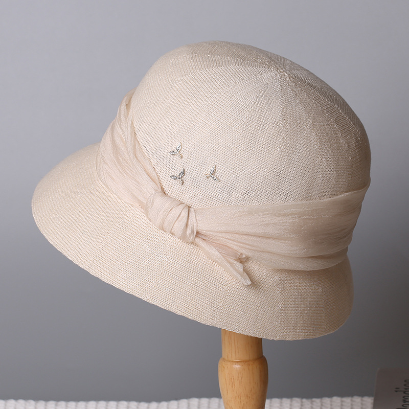 2026 New Summer Sun Hat For Women Breathable Wide Brim Bucket Hat Luxury Ribbon Bow Fisherman Hat - Thumbnail 7