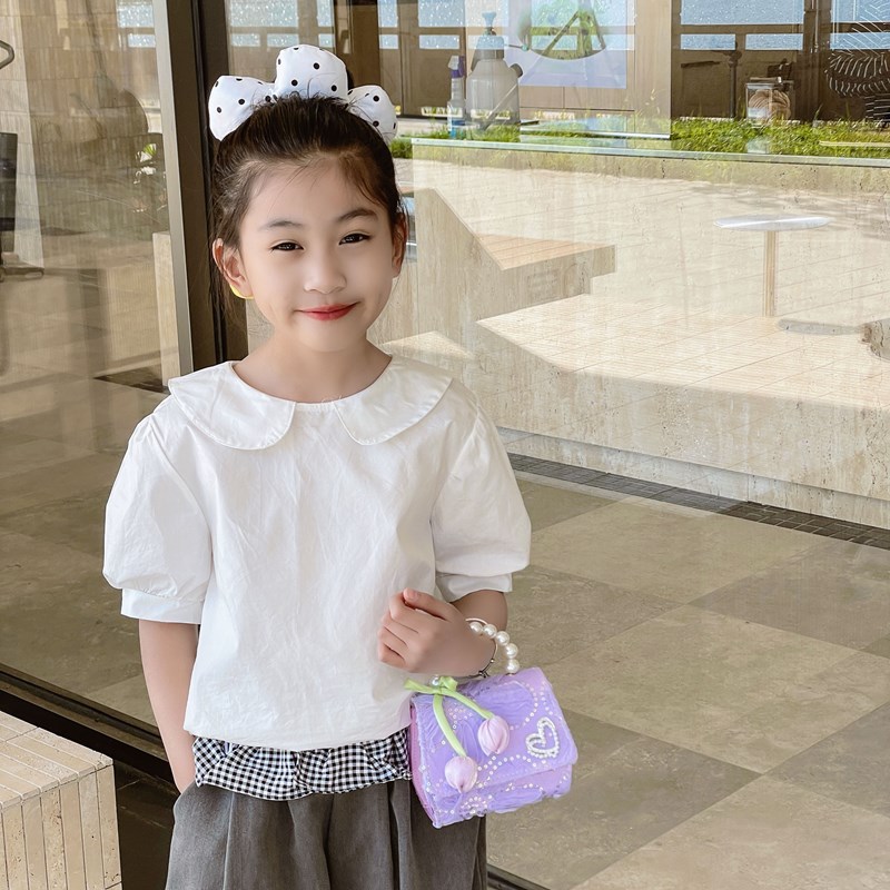 Bolso de hombro para niña con fragancia pequeña coreana, flor dulce, bolso de perla para bebé, cadena de moda, bolso de mensajero para niños