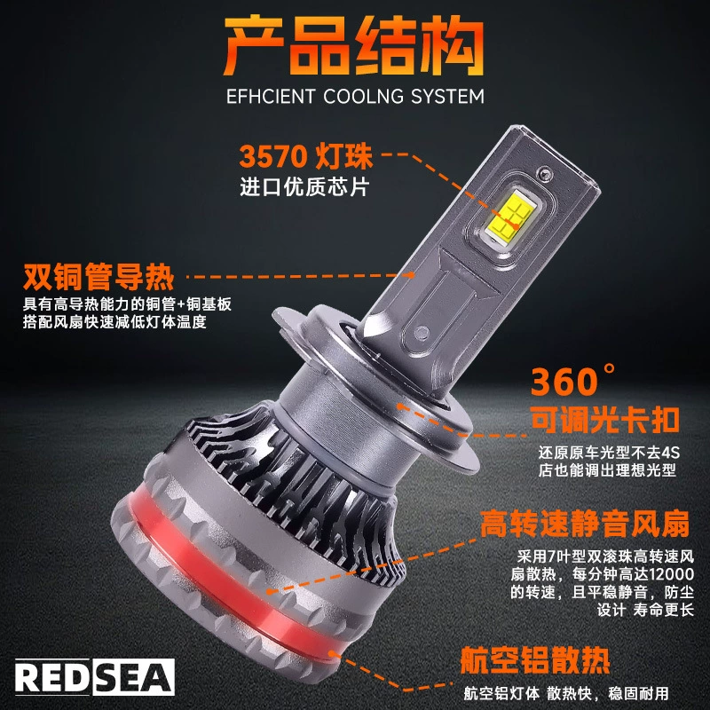 [Redsea跨境汽车led大灯led灯h1h7h11 h4远近一体大灯汽车灯泡12伏]