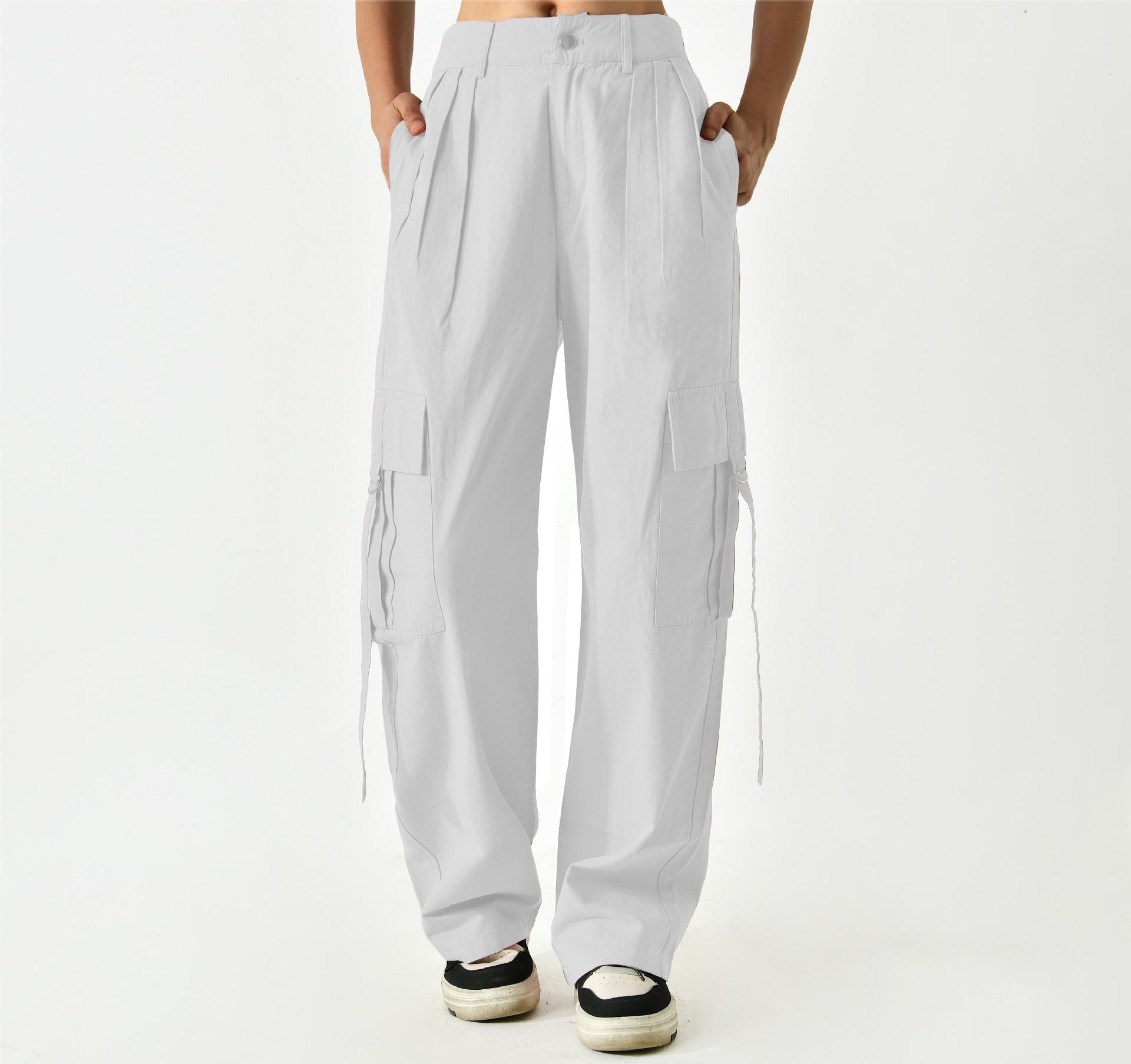 Pantalones de Trabajo Holgados para Mujer de Algodón, Corte Recto, Con Correas, para Estilo Urbano