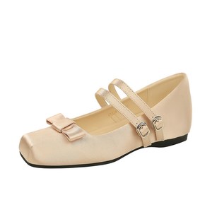 1369-6 French style Baotou high-end silk bow decoration square head double row buckle with increased height, single orde