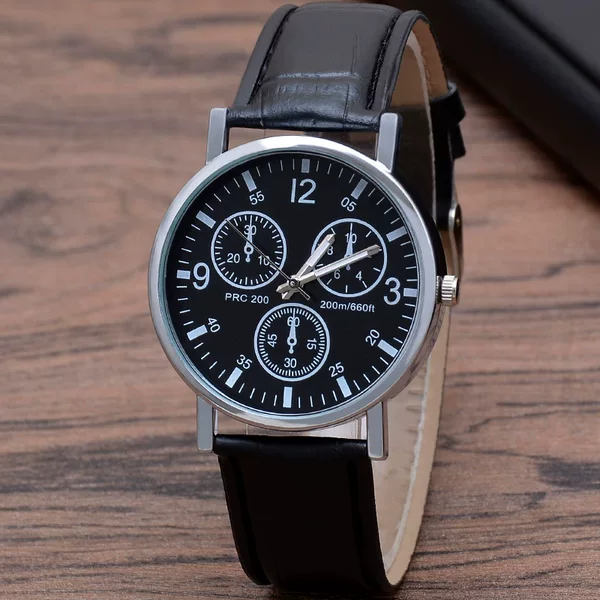 Popular Men's Watch Gift Quartz Men's Watch Quartz Men's Watch Blue Light Glass Leather Strap Watch Wholesale