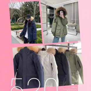 High Version ml B down Jacket Yankees Large Fur Collar Workwear Thickeneded Warm Parka Jacket for Men and Women Couples
