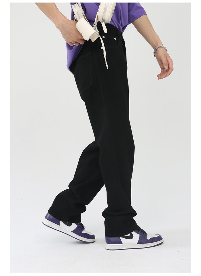 Quần jean nam ống rộng phong cách Hàn Quốc, quần dài denim thoải mái dễ phối đồ — Màu trắng, Màu vàng bùn, Màu đen, Xanh denim chi tiết 13