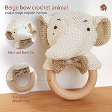 跨境新款0-1岁宝宝钩针动物摇铃婴幼儿可啃咬针织玩偶安抚玩具
