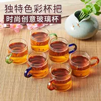 Чайная чашка из стекла с цветной ручкой, 80–100 мл, прозрачное стекло