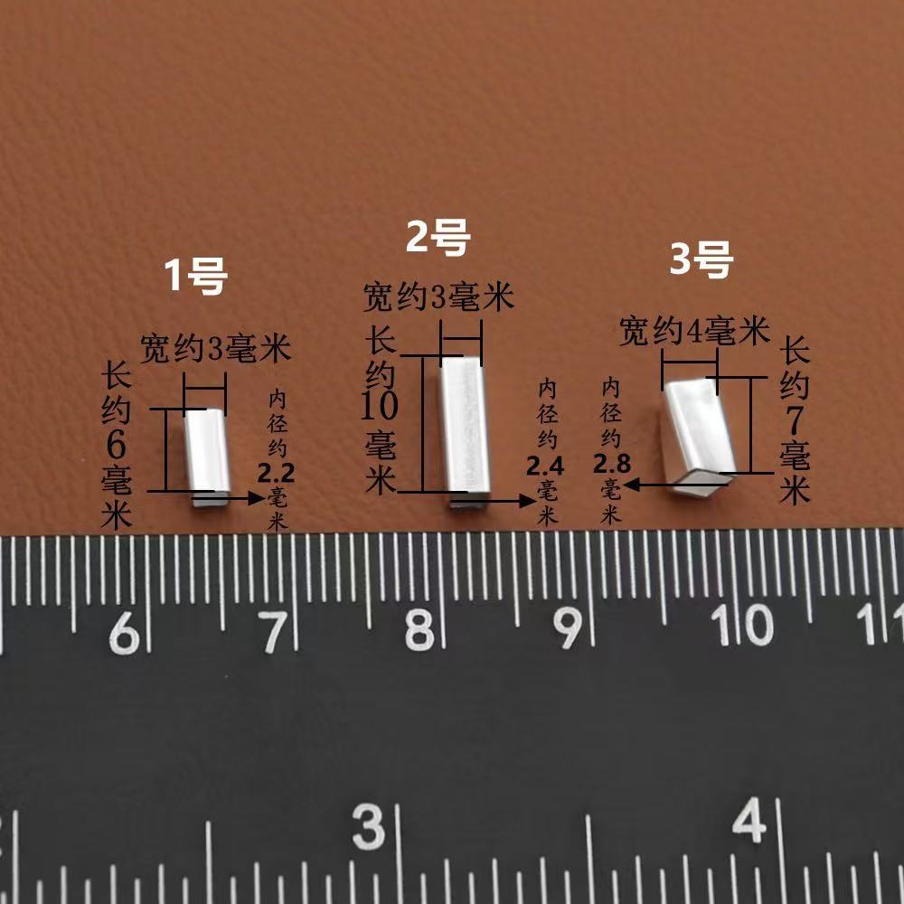 S925 sterling silver straight-hole small square tube spacer beads, handmade bracelet, necklace, and silver jewelry accessories