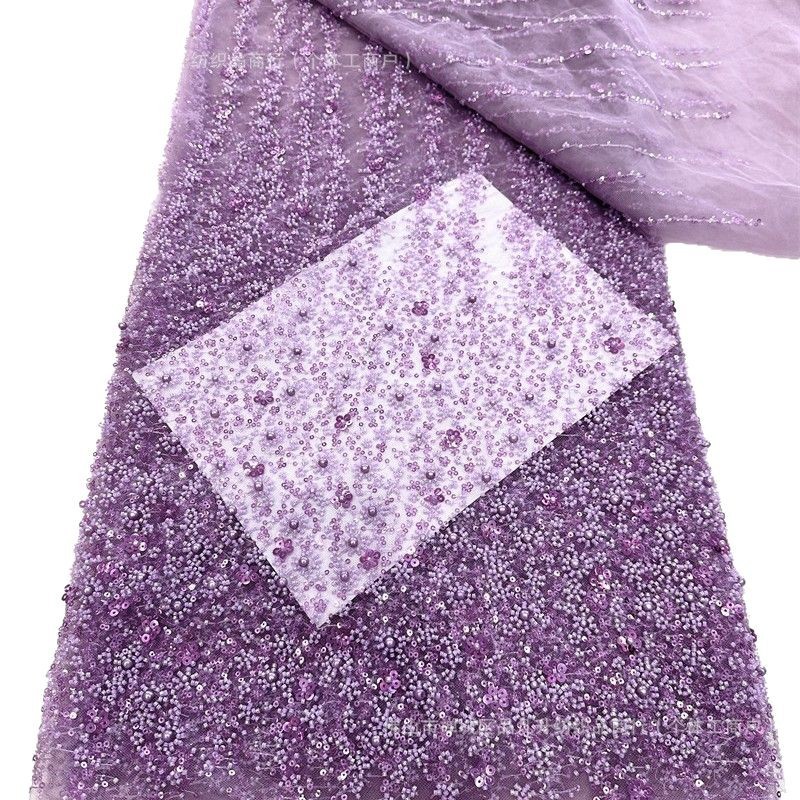 Tejido de bordado de perlas, tela de bordado de flores, vestido de boda, vestido de fiesta, vestido de cena