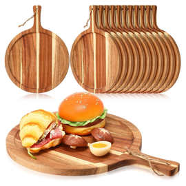 实木披萨盘带手柄牛排菜板 木质托盘西餐餐具相思木砧板BSCI认证