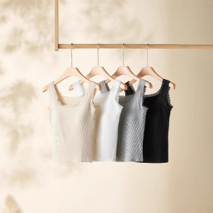 High-end Integrated Camisole with Chest Pad Women's New Slim-fit Sleeveless Lace U-collar Inner Outer Base Shirt