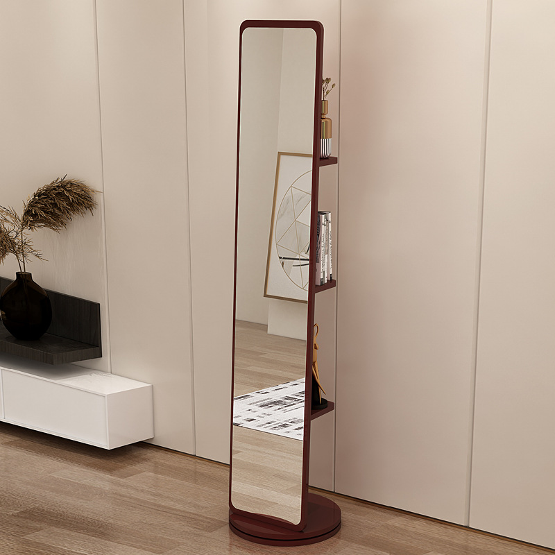 Espejo de cuerpo entero, espejo de piso para vestir, espejo de probador de dormitorio doméstico para niñas, espejo grande tridimensional móvil giratorio de viento