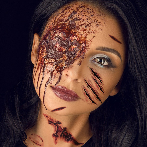Halloween decoration funny tattoo face stickers party makeup horror scars bloody wounds scar stickers