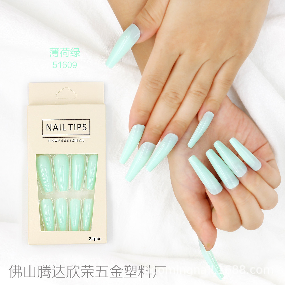 Uñas postizas de ballet coloridas, 24 piezas, largas, desmontables, procesables, al por mayor