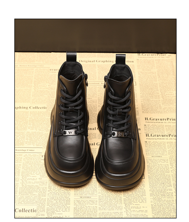 Boot martin nữ đế dày tôn dáng cổ cao gầy bên trong — Màu be chi tiết 21