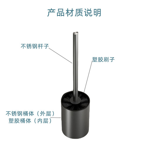 Stainless steel toilet brush no dead corner cleaning toilet magic brush holder household hole-free bathroom cleaning set