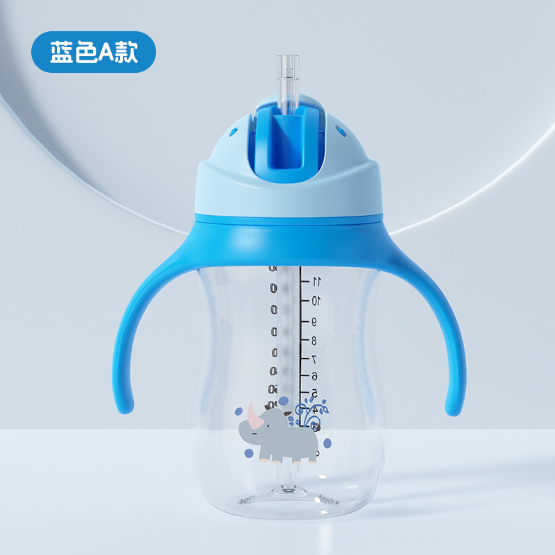 Taza de agua con tapa deslizante en caja inglesa con mango 330ml taza de paja de agua potable a prueba de goteo