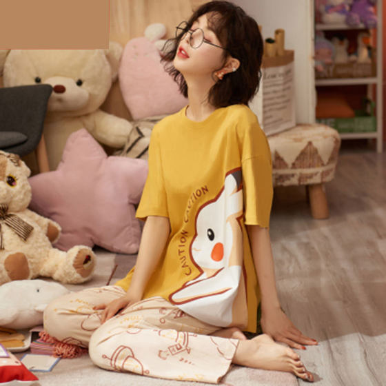 Southeast Asia Pajamas Women's 2025 Summer Thin Short-sleeved Trousers Cartoon Cute Age-reducing Wind Two-piece Home Clothes