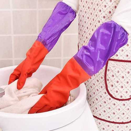 Thickened velvet dishwashing gloves winter kitchen cleaning waterproof laundry rubber latex housework gloves wholesale