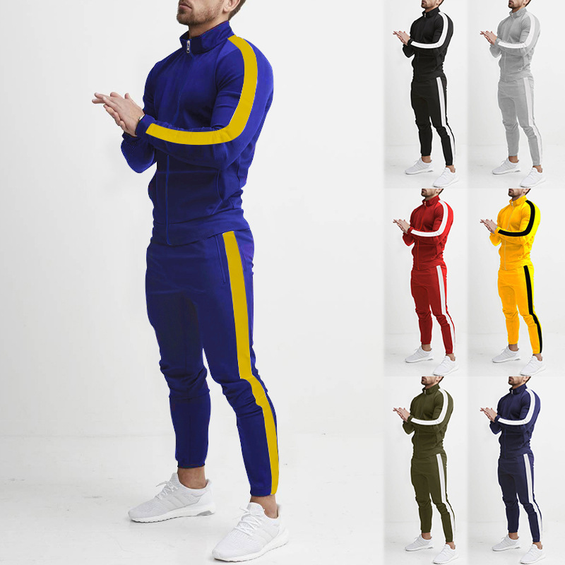 Cross-Border European and American New Casual Men's Sports Suits, Color Matching Men's Casual Suits, Trendy Sports Jackets
