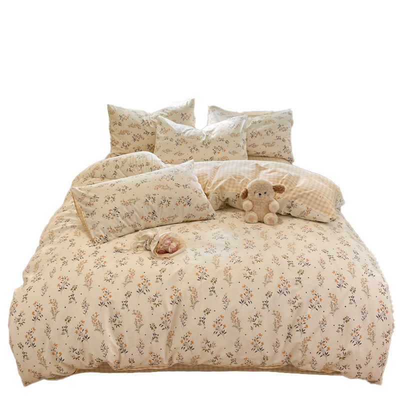 Inswind pequeña flor de algodón cama de cuatro piezas set de algodón puro 2025 nuevo dormitorio sábanas de cama sábanas